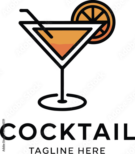 A cocktail glass with an orange