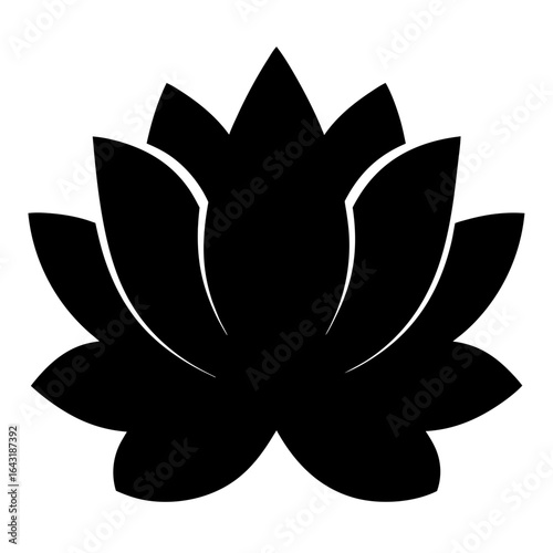 Elegant black and white lotus flower symbol representing purity and enlightenment