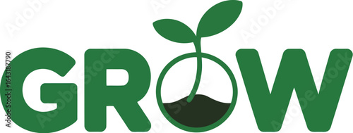 The word grow with a sprout