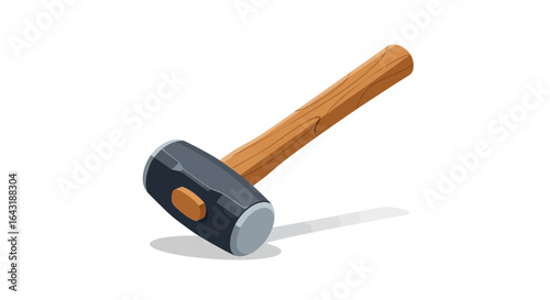 Isometric illustration of a sledgehammer with wooden handle and metal head