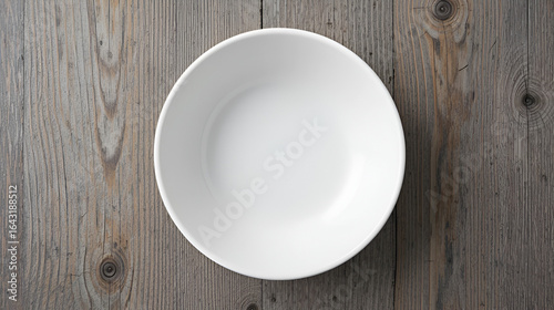 Top Down View Of An Empty White Bowl Isolated on Transparent Background