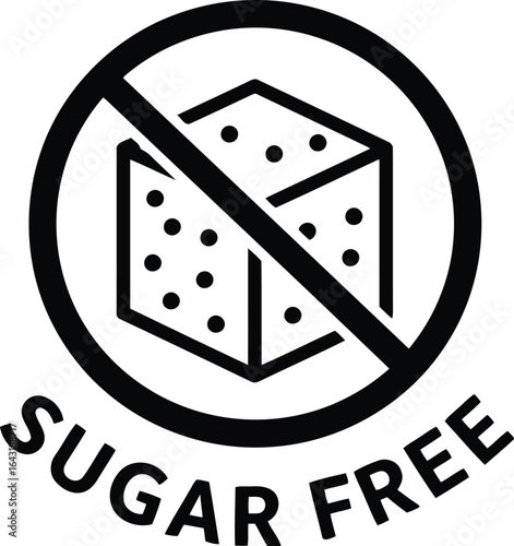 Sugar free icon no sweetener healthy lifestyle symbol
