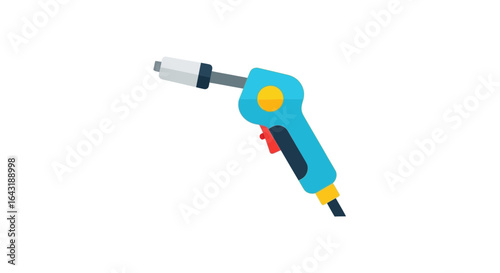 Vector illustration of a blue electric welding gun with various details