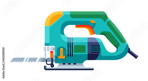 Vibrant teal and green electric jigsaw illustration on white background