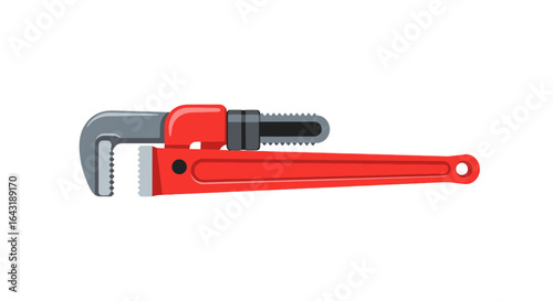 Vibrant illustration of a red pipe wrench tool isolated on white surface