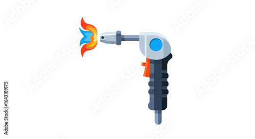Vibrant illustration of a plumbing torch emitting bright flames on white backdrop