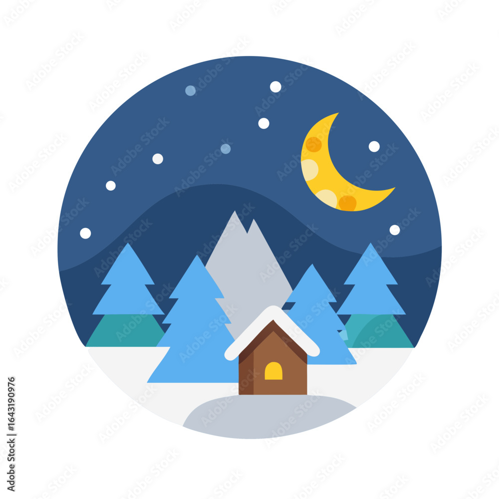 Obraz premium Winter night icon design.
