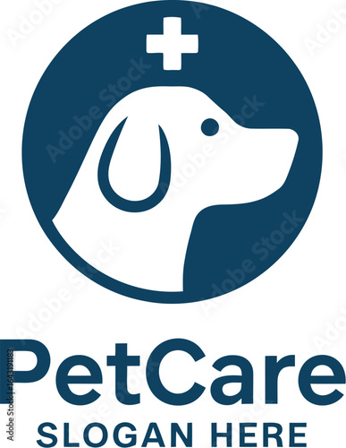 Dog and plus symbol pet care logo
