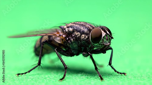 Wallpaper Mural Detailed Macro Video of a Housefly on Green Surface, Close Up Torontodigital.ca