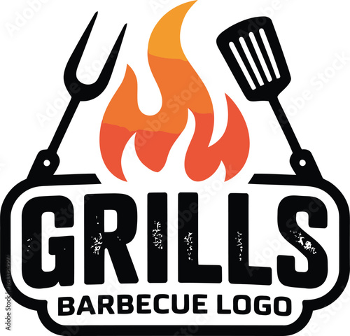 Grills barbecue logo design art