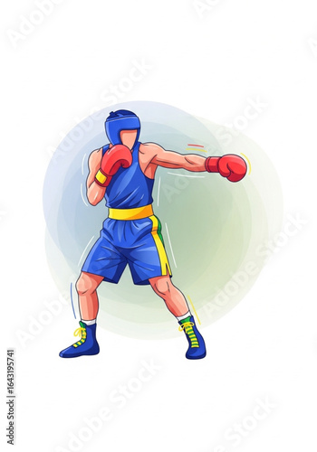 Dynamic vector illustration of a boxer in action, sports and martial arts concept