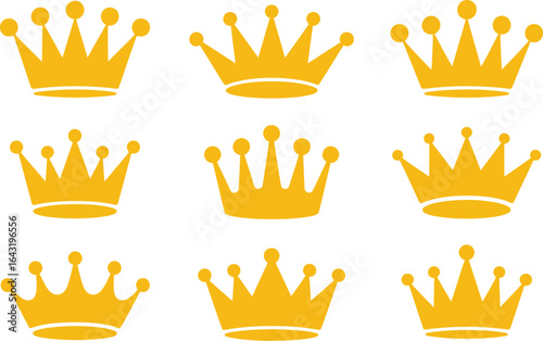 Gold crowns on a white background