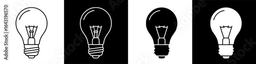 Four lightbulb icons: white, black, and inverted variations.