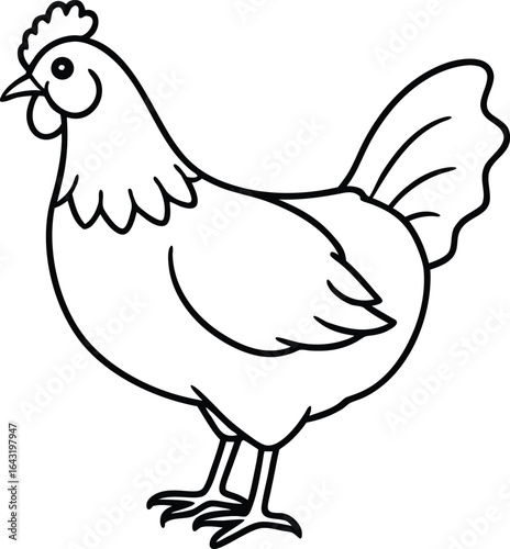 Hen and chicken with eggs vector illustration farm bird cartoon design silhouette cute poultry nature animal art