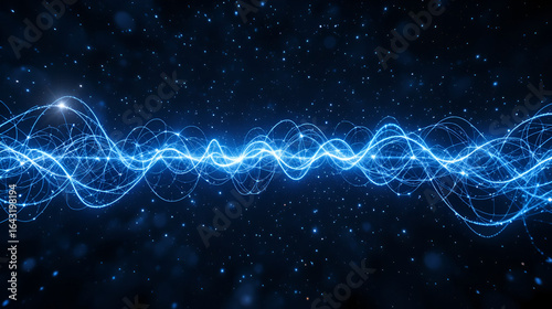 Space-time Continuum Graph in Glowing Silver and Blue