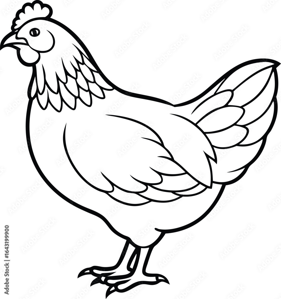 Obraz premium A colorful vector illustration of a cartoon hen and chicken, showing the farm animals with a peaceful design