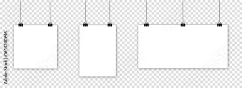 Blank hanging paper sheets