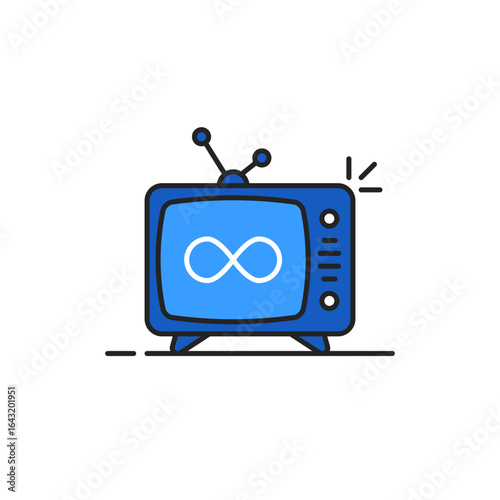 retro tv with infinity like binge watching icon