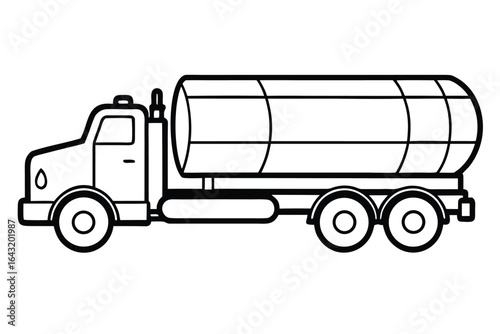 Clean outlines show a cartoon tanker truck on a white background