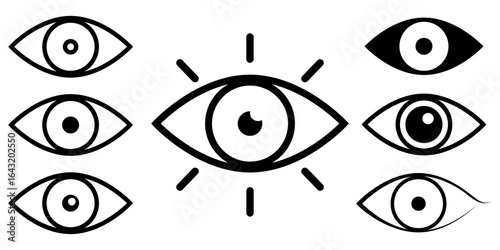 Set of eye line icons