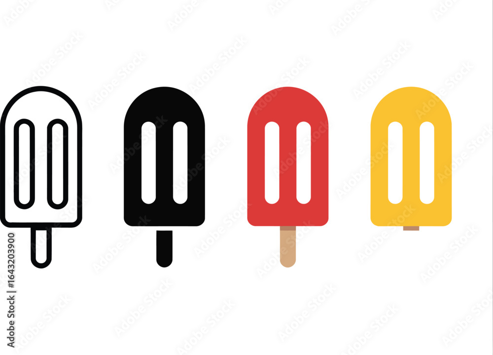 Fototapeta premium Four colorful popsicle icons