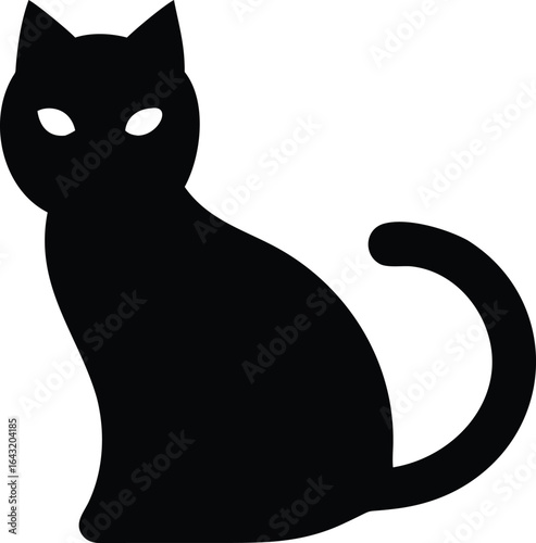 Black and white cat silhouette vector illustration	