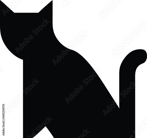 Black and white cat silhouette vector illustration	