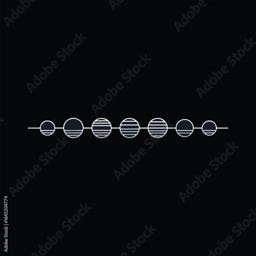 Scientific study and mystic contemplation of the galaxy, this clip art shows a striped planet sphere in celestial orbit, a worldwide vision of the universe and astronomy.