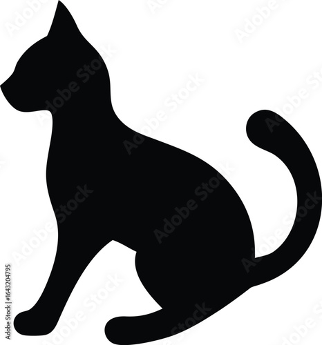 Black and white cat silhouette vector illustration	