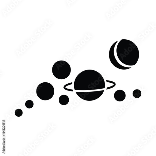 A mystic clip art vision for a scientific study of astronomy; the solar planet's orbit in a starry galaxy inspires worldwide contemplation and a search for peace in the universe.
