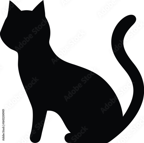 Black and white cat silhouette vector illustration	