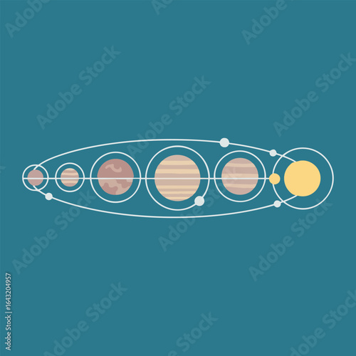 Minimalist Solar System Orbit Diagram Vector Illustration