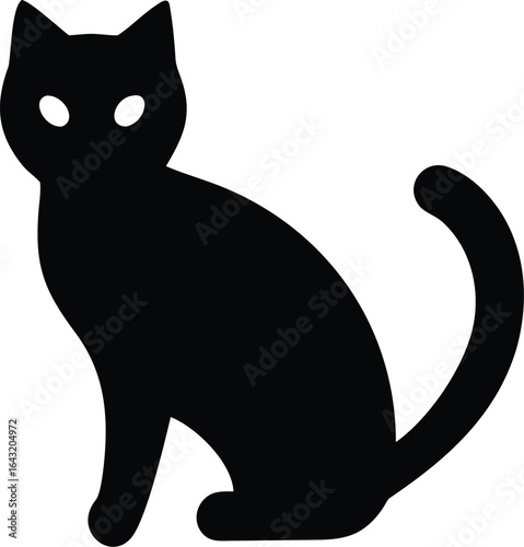 Black and white cat silhouette vector illustration	