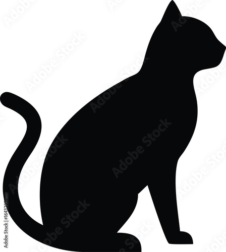 Black and white cat silhouette vector illustration	