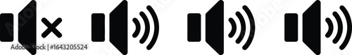 Sound volume level black icons