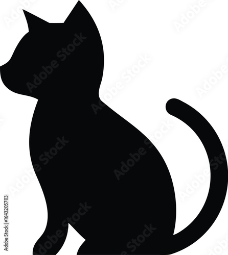 Black and white cat silhouette vector illustration	