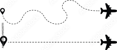Airplane routes with pinpoints