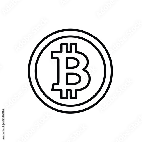 Bitcoin Cryptocurrency Digital Currency Icon Simple Line Art Isolated Vector Illustration