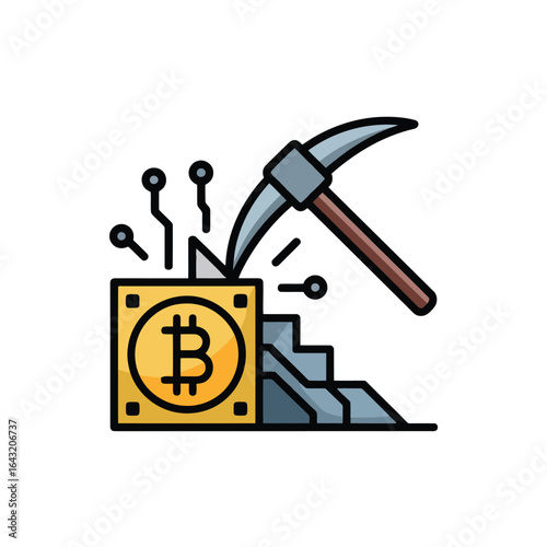 Bitcoin Mining Concept Digital Currency Block Chain Technology and Cryptocurrency Future Economics
