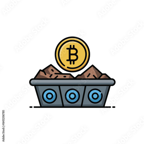 Mining Bitcoin concept representing a bitcoin mining operation for cryptocurrency