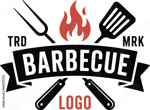 Barbecue logo with fire icon