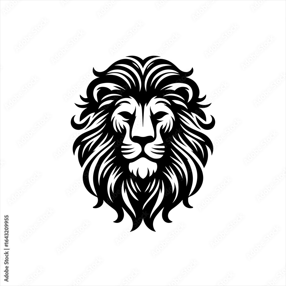 Fototapeta premium Stylized black and white lion head logo design
