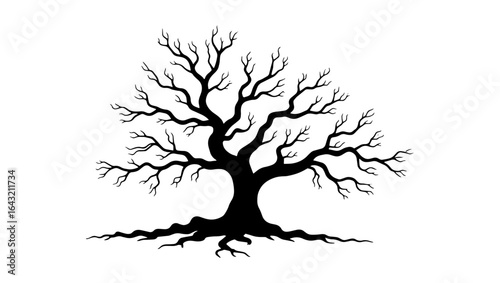 tree silhouette vector,
Black Dry Tree Without Leaves Isolated PNG Transparent or White Background