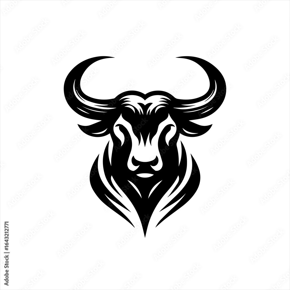 Fototapeta premium Stylized black bull head logo design