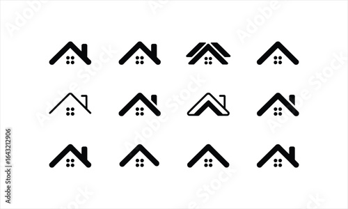 Modern minimalist house roof icon collection silhouette