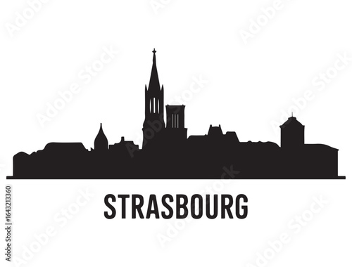 Strasbourg skyline silhouette. Vector illustration. Vector black silhouette. with white background.