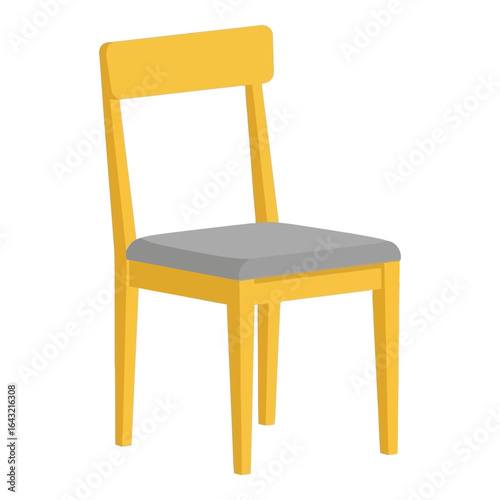 Art of modern yellow chair with gray cushion isolated on white background