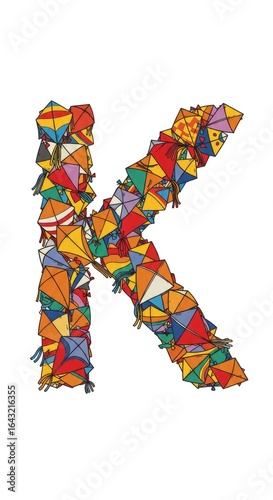 Letter K with Colorful Mosaic Pattern