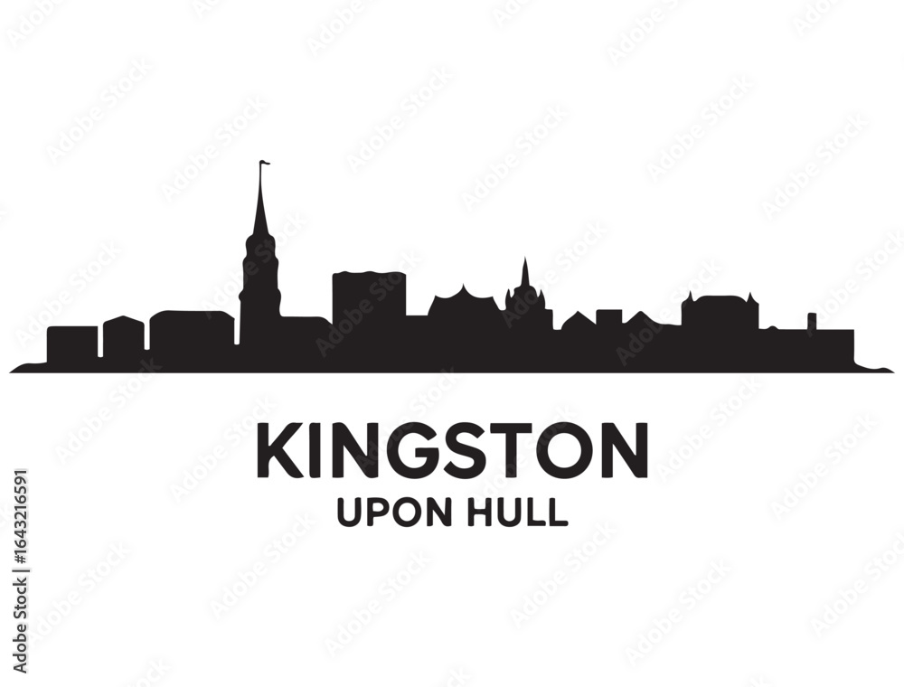 Obraz premium Kingston Upon Hull skyline silhouette. Vector illustration. Vector black silhouette. with white background.