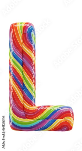 Letter L with Rainbow Candy Stripes